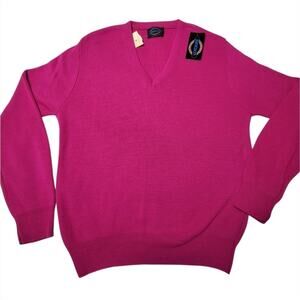 Vintage Jantzen Womens L Boysenberry Vneck Sweater Made In USA Orlon Acrylic NWT